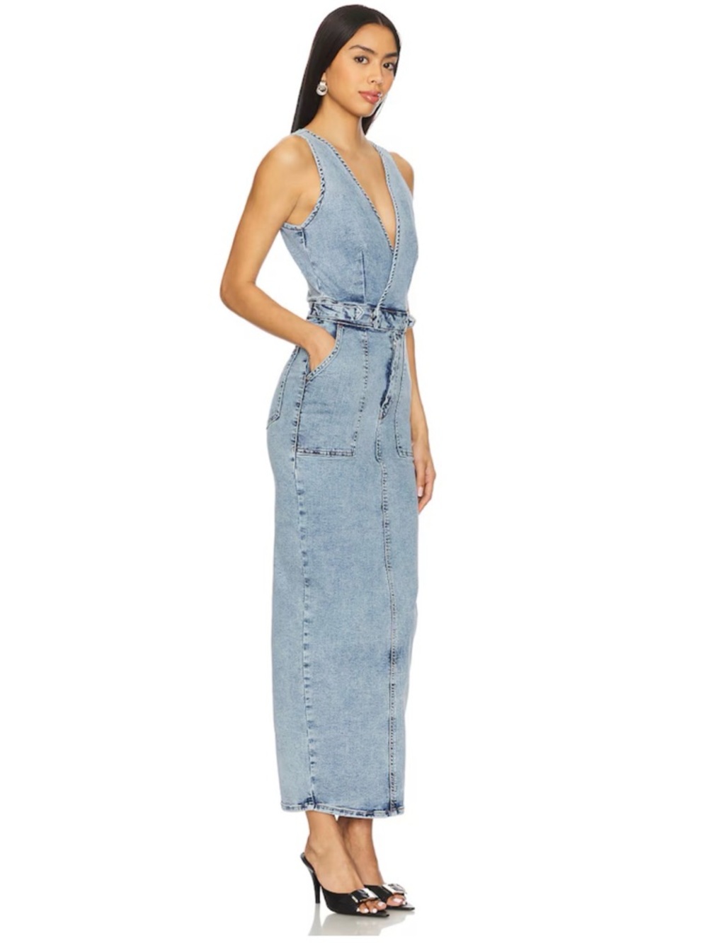GOOD AMERICAN Fit For Success V-neck Maxi Dress in Indigo780 - Picture 2 of 9